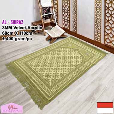Al-Shiraz Sajadah sejadah beludru alas perlengkapan sholat shalat dewasa 68 cm x 110 cm - NMs Olive