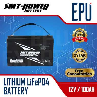 Aki Lithium SMT LiFePO4 Battery 12V 100AH Baterai Lithium Aki Litium