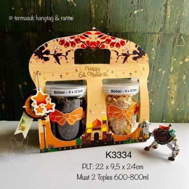 (10pcs) Kotak Lebaran K3334 muat 2Toples Eid Mubarak dus Idul Fitri Goody Bag | K33