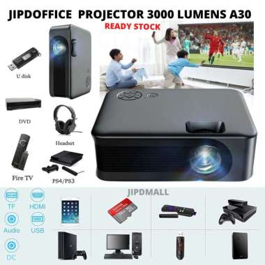JIPDoffice Infocus Proyektor Mini Portable LED Full HD 1080P Dari Laptop HP PS PC Tablet 3K LMA30 Hi