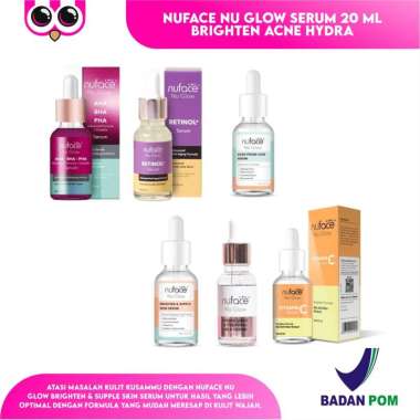 NUFACE NU GLOW SERUM 20 ML BRIGHTEN ACNE HYDRA LOCK AHA RETINOL VITAMIN C FACE CARE PELEMBAB WAJAH R
