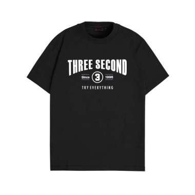 3Second Men's T-Shirt Short Sleeve Davinci Cotton Lightweight 1996 Script C400324 Black M