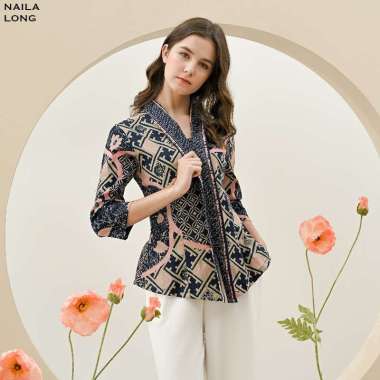 Evercloth Naila Long Atasan Batik Wanita Batik Lengan Panjang Batik LONG-JUMBO