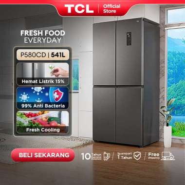 TCL Kulkas 4 Pintu - Kapasitas 460L - Bio Fresh - Wet and Dry Storage - Tanpa Bunga Es - Lemari Es -