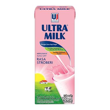 Promo Harga Ultra Milk Susu UHT Stroberi 200 ml - Blibli