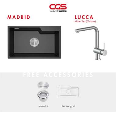 CGS Kitchen Sink Bak Cuci Piring Dapur Granit Madrid Keran Air Dapur Lucca Paket Kitchen Sink dan Ke