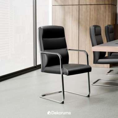 Dekoruma CONNOR Kursi Tunggu / Kursi Tamu Kantor / Kursi Staff Faux Leather - Hitam