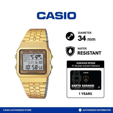 Casio A500WGA-9DF Jam Tangan Unisex Gold Coklat Emas