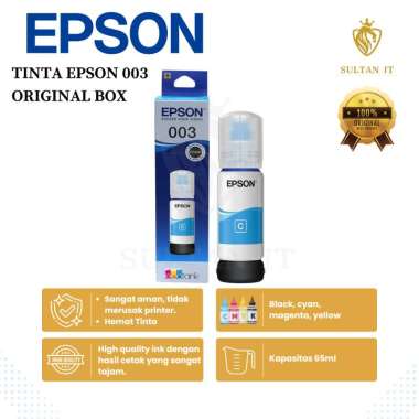 Tinta Epson 003 Original Refill Ink Printer L3110 L3150 Cyan BOX