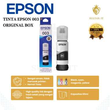 Tinta Epson 003 Original Refill Ink Printer L3110 L3150 Black BOX