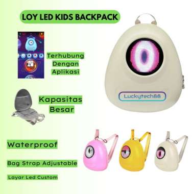 Backpack Led Loy Kids Tas Led Ransel Anak Waterproof Bluetooth PINK