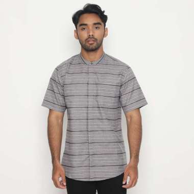 POLICE Kemeja Koko Salur Krah Shanghai Regular Fit Pria Abu XL