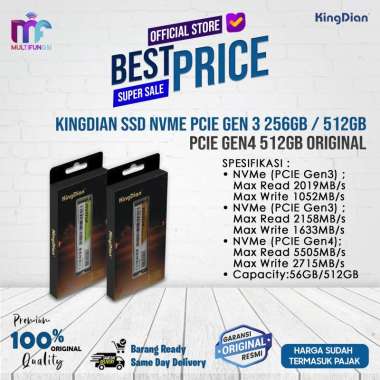 Kingdian SSD NVME PCIE Gen 3 256GB / 512GB & PCIE Gen4 512GB Original PCIE Gen3 512GB