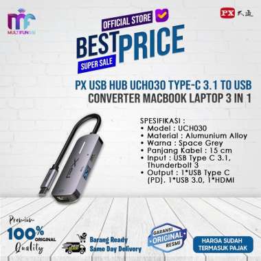 PX USB Hub UCH030 Type-C 3.1 to USB Converter Macbook Laptop 3 in 1