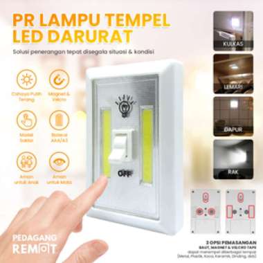 PR Lampu LED Emergency Tempel Dinding Magnet Stick N Click 2 Lampu LED