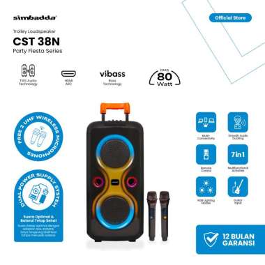 Simbadda CST 38N Trolley Speaker Karaoke Bluetooth Mega Bass RGB TWS