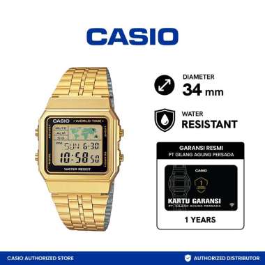 Casio World Time Watch Jam Tangan Pria A500WGA-1DF Gold