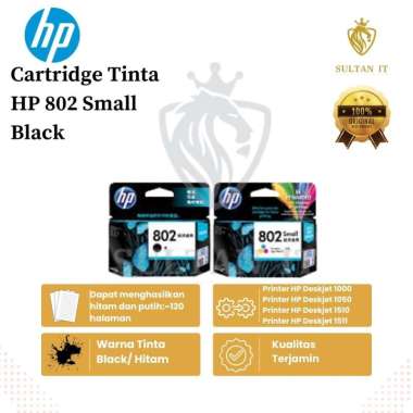 Tinta Printer HP 802 Black - Tri Color Small Original Catridge Color