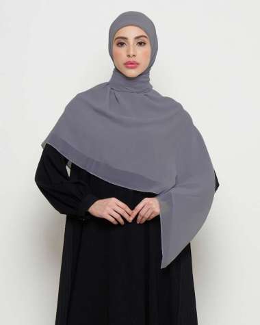 Zeta Scarves - Zura Syar'i Scarf / Hijab segiempat / Hijab Polos Syar'i Dark Grey