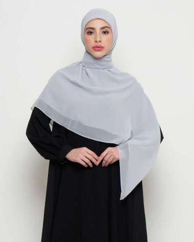 Zeta Scarves - Zura Syar'i Scarf / Hijab segiempat / Hijab Polos Syar'i Pewter Grey
