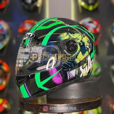 MDS Provent Avenger Hulk Full Face Helm Motor - Black Green Fluo L