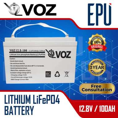 Aki Lithium Voz LiFePO4 Battery 12V 100AH Baterai Lithium Aki Litium