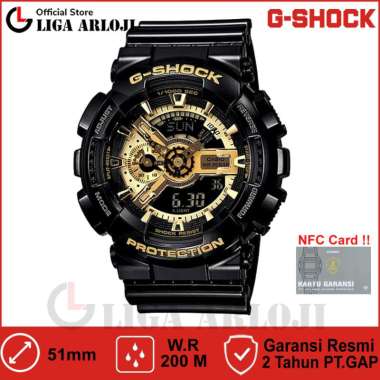 CASIO G-Shock GA-110GB-1A Jam Tangan Pria Double Time GSHOCK GA110 GA110GB GA-110GB-1ADR Black Gold 