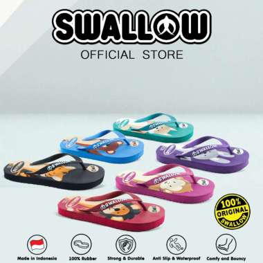 Swallow Sandal Jepit Safari Kids - Sendal Karet Anak Wanita Pria Anti Selip Red Uk 8