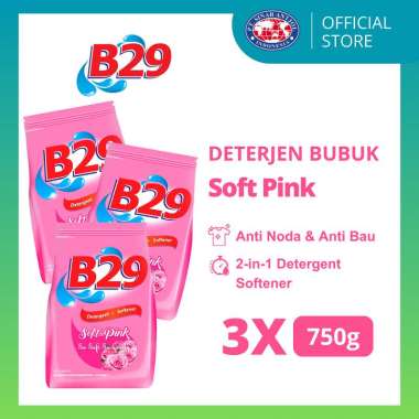 B29 Deterjen Plus Softener PINK 750 gr - 3pcs / Sabun Bubuk Powder Cuci Pakaian Pink Flower