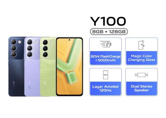 VIVO Y100 8/128 GB GARANSI RESMI ORIGINAL 1 TAHUN BISA KREDIVO / PAYLATER HITAM