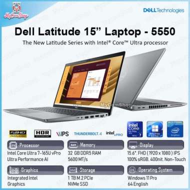 DELL LATITUDE 15 5550 LAPTOP ULTRA 7 165U 32GB RAM 1TB SSD 15,6" FHD 32GB / 1TB
