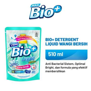 Bio+ Detergent Liquid Wangi Bersih 510 ml