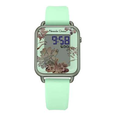 Jam Tangan Wanita Alexandre Christie DigiĀ AC 9378 LH RRGGN Digital Dial Green Rubber Strap