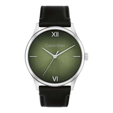 Jam Tangan Pria Calvin Klein Ascend 25200454 Men Green Dial Black Leather Strap