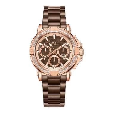 Jam Tangan Wanita Alexandre Christie AC 9205 BF BROBODR Ladies Brown Dial Brown Stainless Steel Stra