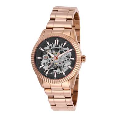Jam Tangan Wanita INVICTA Objet D Art 26364 Skeleton Dial Rose Gold Stainless Steel Strap