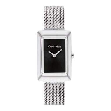 Jam Tangan Wanita Calvin Klein Styled 25200399 Ladies Black Dial Stainless Steel Mesh Strap