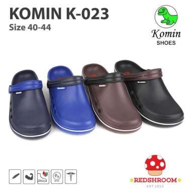 Sandal Selop KOMIN K 023 HITAM BIRU NAVY COKLAT Fashion Karet Lokal Nyaman Ringan Anti Air & Slip AP