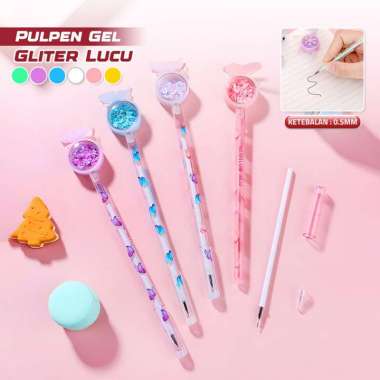 OEM SK-A90 Pulpen Gel Bunny 0.5mm Pena Gel Pastel Alat Tulis Karakter / Pena Cair Daisy Pena Kupu Mo