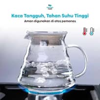 One Two Cups Coffee Server V60 Drip Pour Over Borosilicate Glass - SE101, Nikmati Kopi Hangat Tanpa Khawatir Retak! IH