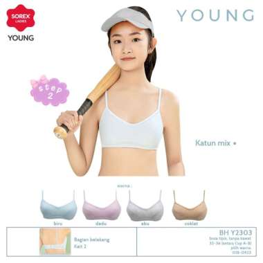 Sorex Young Bra Remaja Busa Tipis Step 2 Tanpa Kawat Kait 2 Cup B Harian Aura BH Y 2303 Coklat 34