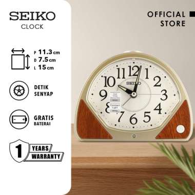 Jam Weker Beker Seiko QHK057G Detik Senyap White Dial Original