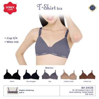 Sorex T-shirt Bra Busa Tanpa Kawat Kait 3 Setara Cup B BH Harian 34135 Cream 38