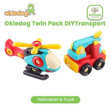 Mainan Motorik Anak - Okiedog Twin Pack Diy Transport Helicopter N Truck