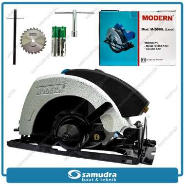 MODERN M-2600L Laser Circular Saw Mesin Gergaji Kayu Biru Muda