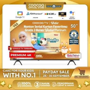 NEW COOCAA TV 50 inch Y65 - 4K GOOGLE TV - Dolby Audio - Eye Care - HDR10 - Find Remote - (COOCAA 50