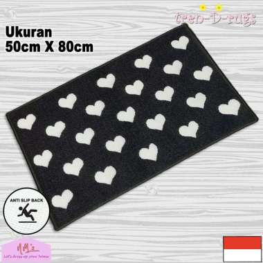 Tren-D-rugs - Keset kaki love hati alas lantai dapur kamar mandi tidur murah anti slip 50 cm x 80 cm