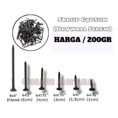 00 GRAM Skrup Sekrup Gipsum Gypsum Drywall Screw Erdos BUKAN TAPING ISP ISJ SIP CHW ecer 6x2" Ecer
