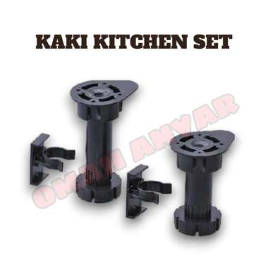 Kaki Meja Lemari Kitchen 10cm Set Dapur Stabil Adjuster Plastik Hitam