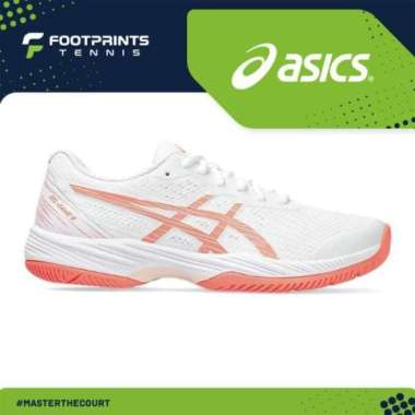 Sepatu Tenis Asics Gel Game 9 Women White Sun Coral Tennis Shoes